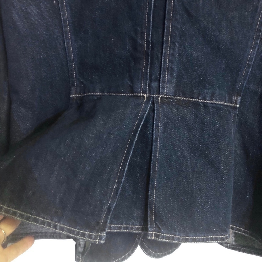 J. Jill Denim Shaped Jean Jacket Blazer Cotton/Linen Blend Dark Wash Size 8 - Picture 5 of 10